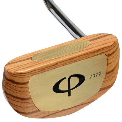 zebra wood and brass golf putter